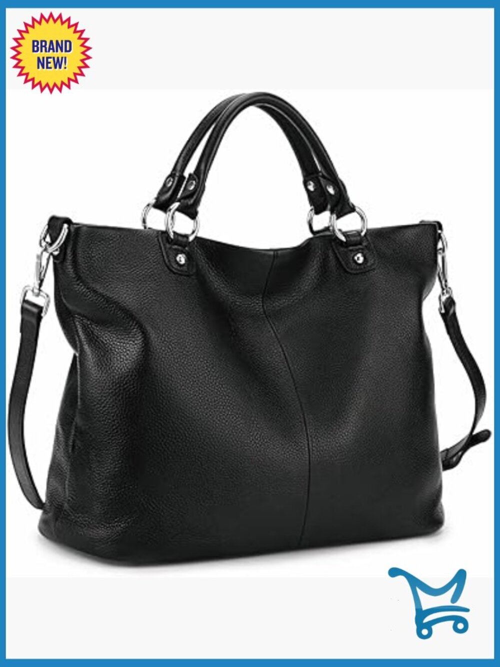 Large Soft Leather Tote Bag with Adjustable Strap for Laptop & Travel